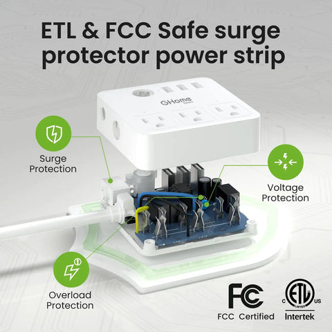 Smart Power Strip Surge Protector With 6 In 1 WiFi Outlets, Works With Alexa And Google Home, 10A, internal components view
