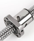 Premium RM 2005 Ballscrew Customizable Size For 3D Printer CNC Projects Ballnut With Machined Ends close-up showing steel assembly.