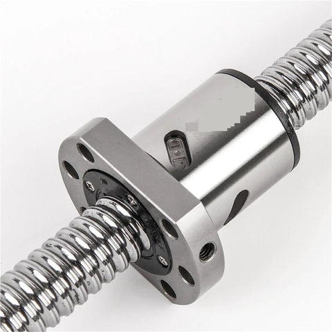 Heavy Duty Custom Size RM 2005 CNC Ballscrew With Machined Ends showing precision end with silver finish for 3D printer projects.