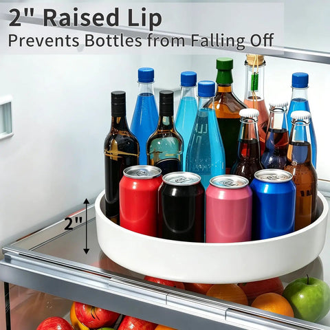 Boost Your Pantry Game With This 11 8 Inch Lazy Susan Turntable Game Changer Featuring Smooth 360 Degree Spin Non Slip Base Raised Lip For Kitchen Spice Rack Cabinet Fridge Countertop Storage Setup with drinks.