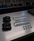 Rear Axle U Bolts And Plates Kit For Full Size 1500 Series Pickups And SUVs, aftermarket axle hardware with plates, nuts, and washers