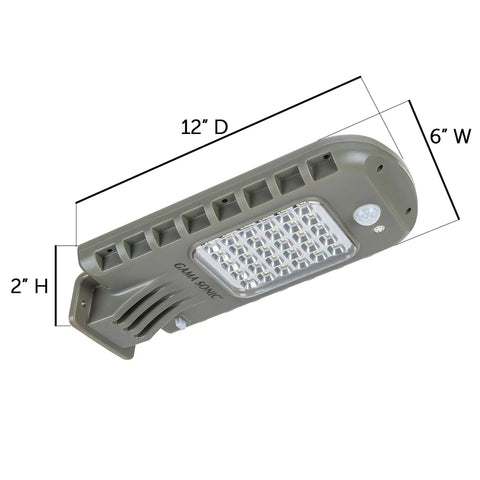 6 Watt Outdoor Solar Area Light With PIR Motion Sensor And Timer Bright White Security Light For Commercial Off Grid Industrial Use Waterproof Dark Grey Finish showing dimensions