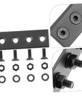 Heavy Duty Sliding Barn Door Hardware Track Connectors Repair Bracket Kit For No Fuss Easy Install Durable Fixing Plate And Adapter Seamless Rail Connection Compatible Barn Doors Rock Solid Quiet Corrosion Resistant, shown with screws and nuts detail.