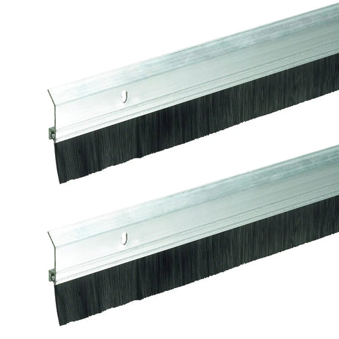 Extra Brush Door Sweep Two Pack Keeps Drafts Out And Heat In Aluminum Silver Finish Two Inch By Thirty Six Inch Heavy Duty