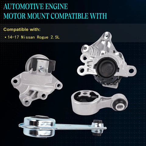 Nissan Rogue 2014 2015 2016 2017 2.5L Engine And Transmission Mount Set Four Piece Front Rear Left Right Replacement Kit