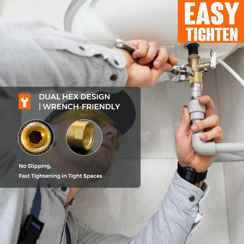 Installation of Two Pack Brass Pipe Extender Adapter With Rubber O Ring Half Inch NPT Male To Half Inch NPT Female Pipe Fitting under sink