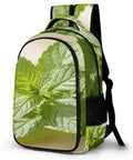 Green Mint Herb Printed Unisex Backpack With Large Capacity, Casual Daypack For School, Work And Travel, Durable Polyester, side view