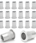 Pro-Grade 20-Pack DIY-Friendly 304 Stainless Steel Threaded Rivet Nuts 5/16-18 UNC Flat Head Knurled Body 0.71 Inch Length