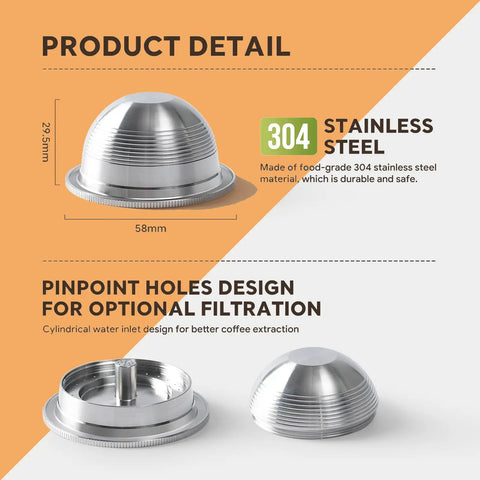 Product details of Reusable Coffee Pod For Nespresso VertuoLine Machines Compatible With ENV135 ENV150 Plus And GCA1 80ml 2.7oz