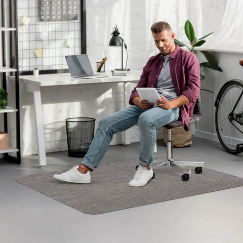 Anti Slip Office Chair Mat For Hardwood Floors 36 By 48 Inches, Large PVC Desk Rug Protecting Wood And Tile with Rattan Pattern