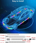 Illustration of car showing installation of Car Underglow Lights RGBIC Kit With 16 Million Colors And 45 Scene Modes on vehicle.