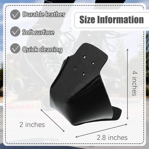 Two Pack Black Artificial Leather Toe Guards For Quad Roller Skates Dope Toe Protectors with size dimensions