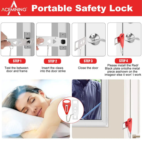 4 Pack Portable Door Lock And Door Stop Alarm Kit For Home Security And Travel Privacy Tool Free Install usage guide