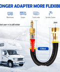 RV Winterizing Kit With Sprinkler Blowout Adapter And Shut Off Valve Quick Connect Plug Garden Hose Water Blow Out Fitting for motorhome in snowy mountain setting
