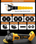 Compact 4 Inch Cordless Angle Grinder Built To Chip Away At Stubborn Metal, Smooth Grinding And Cutting, Lightweight Setup with adjustable wrench.