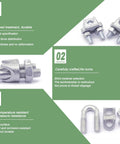 30 Piece One Eighth Inch Galvanized Wire Rope Clamps U Bolt Cable Fasteners image with durability and precision features.