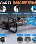 Parts description of Heavy Duty 110V Hydraulic Rebar Bender 1400W Pure Copper Motor showcasing components for operation.
