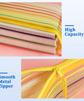 120 Pack Mesh Zipper Pencil Pouches In 10 Colors 9 By 4 Point 7 Inch Small Pencil Bags showing yellow pouch with books and zipper detail