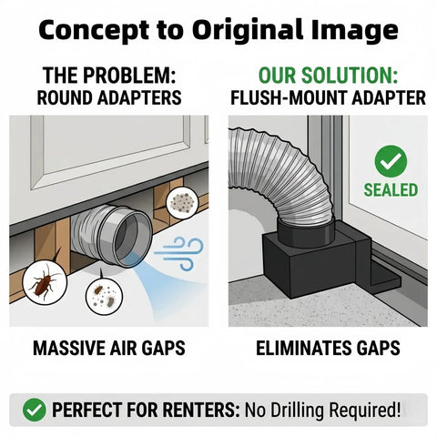 4 Inch Garage Door Vent Adapter for Laser Engraver Exhaust and Workshop Fume Extraction, flush-mount design, eliminates gaps