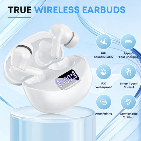 Wireless Earbuds With Bluetooth 5.4 Dope HiFi Stereo And Noise Cancelling Microphone LED Digital Display IPX7 Waterproof