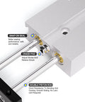 Close-up of a 20mm Bore 50mm Stroke Double Rod Double Acting Heavy Duty Aluminum Pneumatic Air Cylinder with PT1/8 Port showing key features.