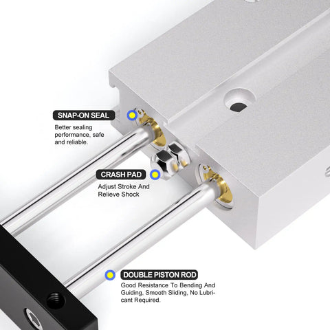 Heavy Duty 32mm Bore 25mm Stroke Double Rod Double Acting Aluminum Pneumatic Air Cylinder close-up