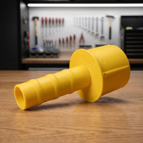 Stretch Film Dispenser Handle With Robust Design Yellow 2 Pack Plastic Wrap Roll Handle on wooden workbench