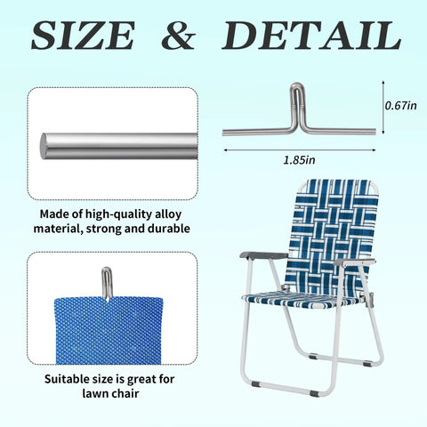 Heavy Duty Lawn Chair Webbing Clips Set, 100 Piece Galvanized Steel Clips For Chair Frame Repair And Sofa Webbing Replacement, Rustproof Outdoor Grade, Weather Resistant, Easy Diy Fix For Outdoor Furniture, showing size and detail illustration with measurements and material description.