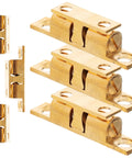 Brass Ball Catch For Cabinets And Doors, 6 Pack Easy Install Cabinet Latch Hardware with screws, showing brass catch and plates