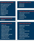 Compatibility chart for Dodge, Fiat, Chrysler, SRT, Jeep, and RAM models from 2012 to 2024, listing compatible vehicles.