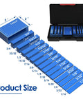 Heavy Duty 15 Piece Aluminum Setup Blocks And Height Gauge Set Featuring Precision Router Table Bars with size measurements displayed