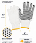 48 Pairs PVC Dotted Knit Work Gloves For Men And Women Non Slip Cotton General Purpose Gloves Bulk Pack One Size