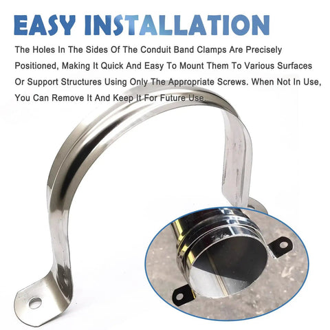 4-Inch Rigid Pipe Strap Clamp Set With Two-Hole U Bracket Tube Clip Stainless Steel Heavy-Duty Pipe Fastener