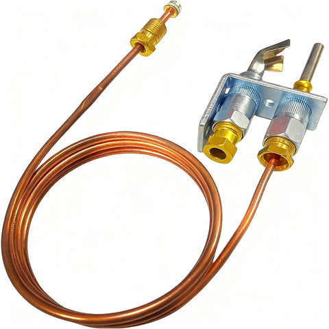 MCAMPAS Q314A4586 pilot burner with thermocouple kit, copper gas line and dual brass fittings