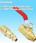 Brass Ball Valve Kit For Air Compressors 1/4 Inch NPT Shut Off Valve With M Type Air Plug Fitting 1/4 Inch Male Thread