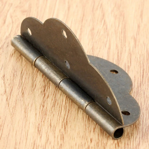 Close-up of Bronze Decorative Box Hinges 2 Pack For Small Cabinets And Jewelry Boxes 69x54mm Butt Hinge