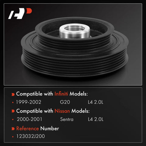 Engine Harmonic Balancer Crankshaft Pulley For Nissan Sentra 2000 2001 2.0L DOHC And Infiniti G20 1999 2002 2.0L Replacement 123032J200
