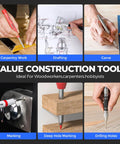 Kickass 44 Piece Carpentry Marking Kit With Heavy Duty Construction Pencils Long Nib Markers Mechanical Pencils Automatic Center Punch And Carbide Scribe For Woodworkers Who Gonna Nail Every Cut With Zero Hassle in use for carpentry and marking tasks.