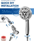 Installation guide for High Pressure Handheld Shower Head With 60 Inch Stainless Steel Hose 10 Settings and 6 Zone Powerhead