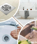 Peel And Stick Shower Drain Hair Catchers 30 Pack Disposable Mesh Filters Waterproof Backing in various drainage scenarios.