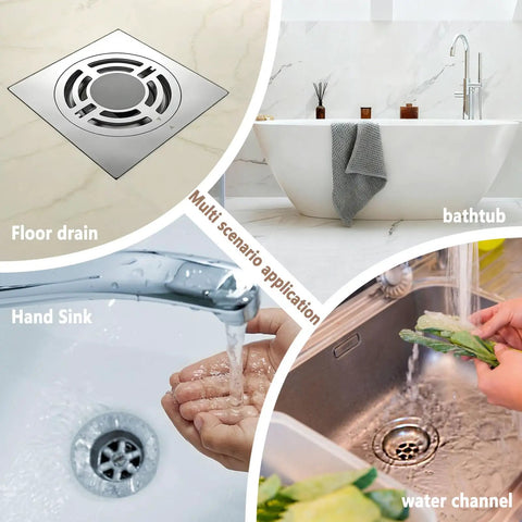 Peel And Stick Shower Drain Hair Catchers 30 Pack Disposable Mesh Filters Waterproof Backing in various drainage scenarios.