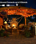 164Ft Outdoor String Lights For Patio And Yard With 80 Shatterproof LED Bulbs, illuminated gazebo setting at night