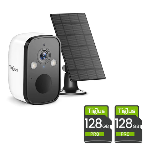 Outdoor Battery Powered Security Cam With 3MP HD Night Vision 2 Way Audio PIR Motion Detection Spotlight And Siren 2.4GHz WiFi IP66 Weatherproof Cloud Or SD Storage, solar panel, and SD cards