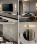 Rechargeable Wireless Wall Sconces Set Of Two 24 Inch Zero Hassle Wire Free Design magnetic and adhesive mount in stylish interiors.