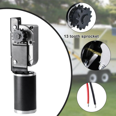 RV Slide Out Gearbox Motor Replacement 225008 with Accu Slide Cable System and 13 Tooth Sprocket for Camper Trailer