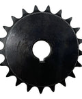 21 Tooth Roller Chain Sprocket Type B For ANSI Forty Chain One Half Inch Pitch Three Quarter Inch Bore Hardened 1045 Carbon Steel Drive Sprocket Built Tough With Anti Rust Finish, front view