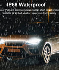 Dynamic Car Hood Light Strip For Cars And Trucks, Waterproof Exterior LED Light Bar glowing on vehicle in rain