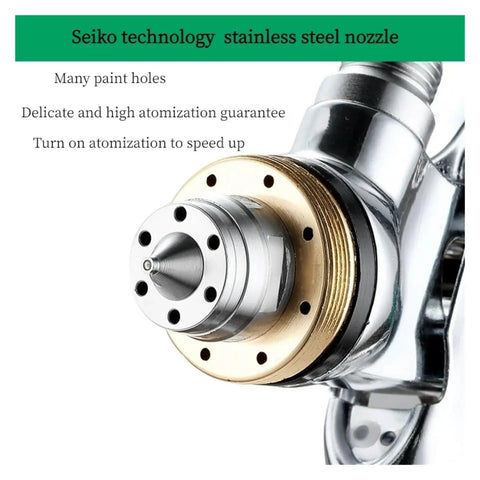 Seiko technology stainless steel nozzle of Pro Grade Adjustable Paint Sprayers Featuring Hella Slick Flow Control for precise atomization.
