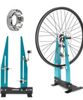 Wheel Truing Stand For 16-29 Inch Bikes, DIY Rim Maintenance Tool With Spoke Wrench shown with a bike wheel