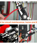 6 In 1 Wire Stripper And Crimping Tool With 8.5 Inch CR-V Steel Heavy Duty Electric Cable Cutter in use on red cables